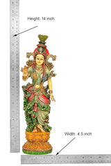 Radha murti idol in multicolor attire, 14 inch height, on ornate base