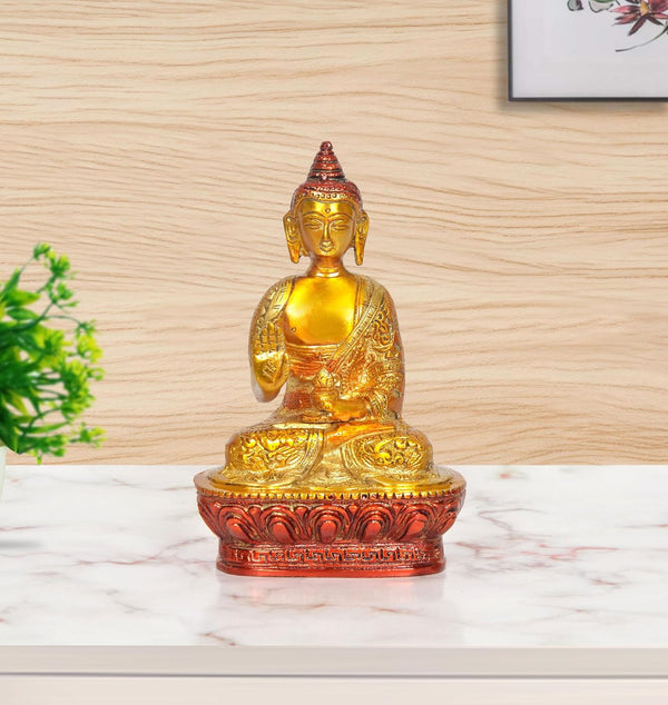 Brass Abhaya Mudra Gautam Buddha Statue (Height: 7 inch)