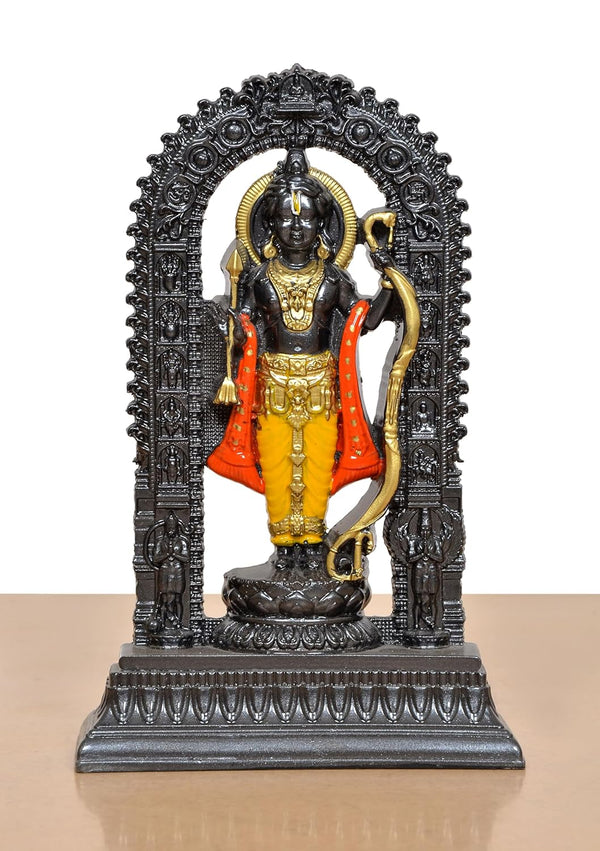 Resin Ram Lalla Murti in Ayodhya Mandir (Height 7 inch) Entryway Setting