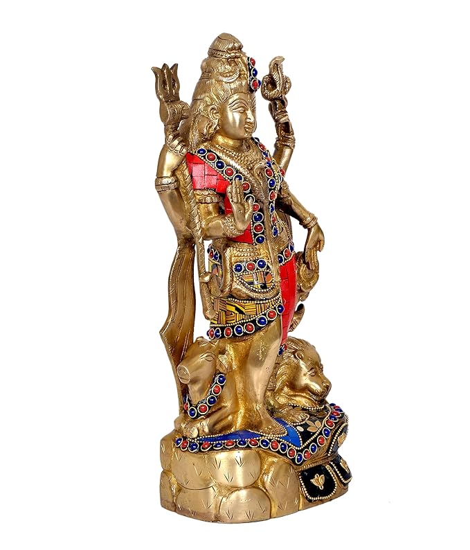 Dattatreya Brass Shiva and Parvati (Ardhanarishvara) - Brass Statue Idol Murti (Height : 13" inch)