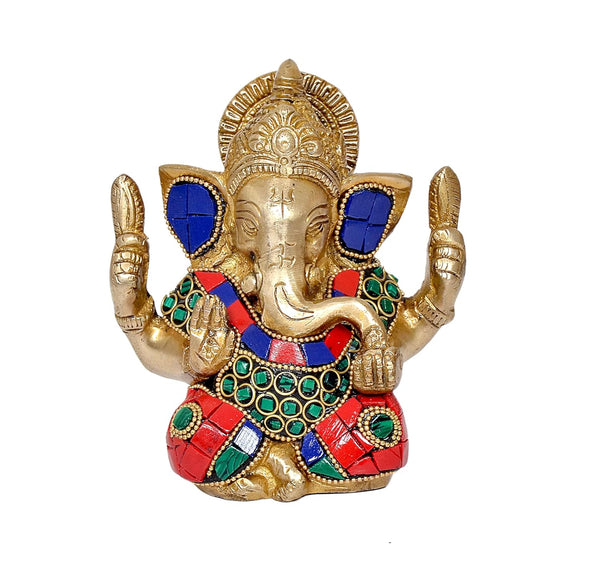 Ganesha Ganesh Ganpati Statue Idol Murti for Home Decor (Height : 4.5 inch) (Multicolor 4)