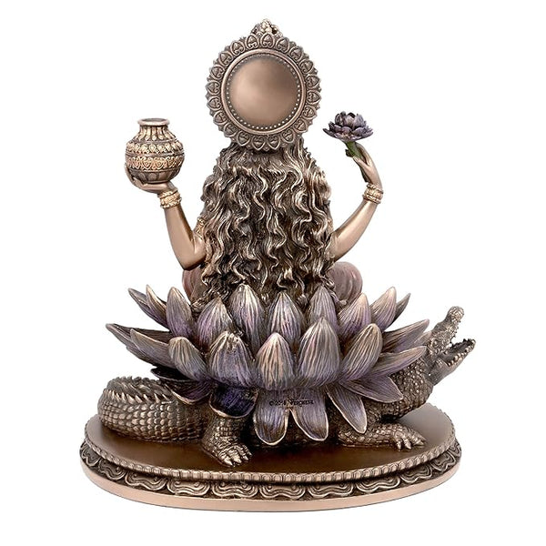 Bonded Bronze Maa Ganga ma on Crocodile, Height : 8 inches Study Setting