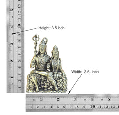 Brass showpiece size: 3.5 in height, 2.5 in width, Shiva and Parvati figures