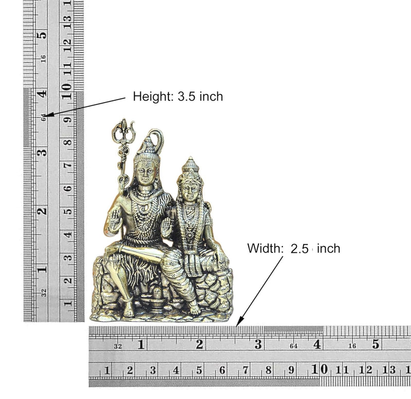 Bronze Shiva and Parvati Sitting for Home Decor Mandir Pooja Showpiece (Height 3.5 Inch)