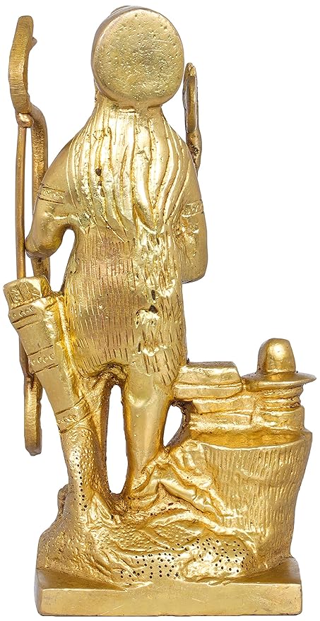 Brass Parshurama with Shiva Linga, Height: 7 Inch Craft Detail