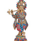 Brass Lord Krishna Idol Krishna Religious Statue with Inlay Work Height 15 Inch