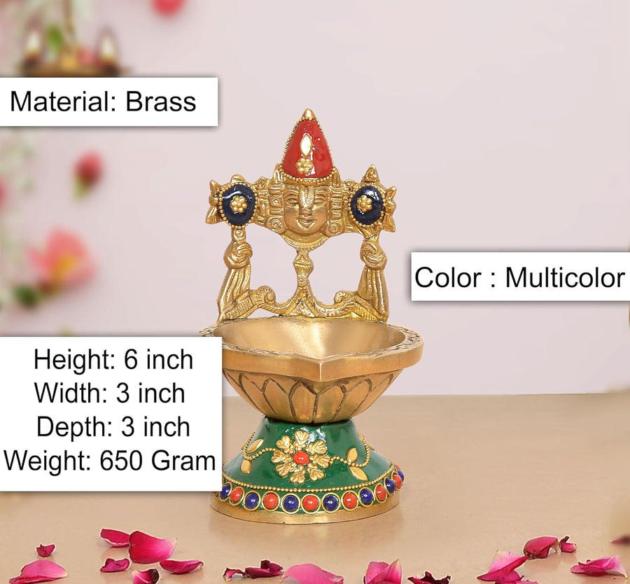 Brass Tirupati Balaji Diya (Height 6 Inch) Craft Detail
