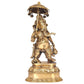 Brass Ganesha Holding Parasol in One Hand Statue Idol Sculpture Statue Home Decor (Height: 15 Inch)