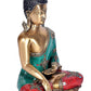 Brass God Idol Gautam Buddha Brass Statue Sitting Position Draped in Shawl H - 16.5inch Weight: 8.670 Kg,Multicolour