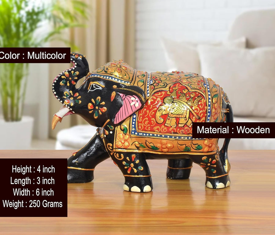 Wooden Elephant Show Piece (Height 4 Inch) Craft Detail
