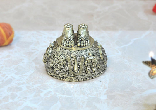 Bronze Lord Tirupati Bala Ji Charan Paduka Shankh Chakra Namah Idol Statue for Home Temple Office Figurine Showpiece (Height 1.5 Inch)