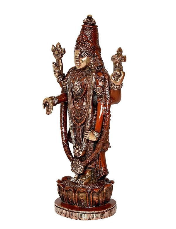 Brass Lord Tirupati Bala Ji Idol Statue Home Temple Office Figurine Showpiece Multicolour Height 16 Inch Study Setting