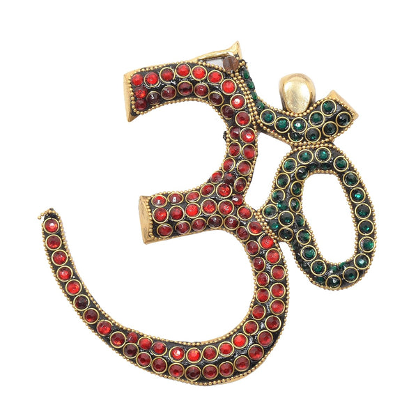 Brass OM Wall Hanging Sculpture (Height: 6 Inch) (Multicolor 2) Entryway Setting