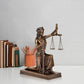 Resin Lady Justice Kneeling Holding Scale and Sword Murti Figurine Sculpture Office Home Court Height 6 Inch