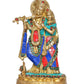 Brass Radha Krishna Idol Statue for Home Decor and Pooja Mandir Temple Office Decor (Height 11 Inch)