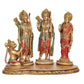 Resin Ram Darbar with Sita Lakshman Hanuman Multi Coloured Finish Statue, for Home Decor Pooja Mandir (Height 8 Inch)