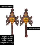 Brass Buddha door handles, multicolor finish, 11 in height (set of 2)