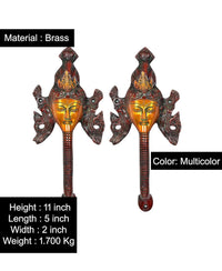 Brass Buddha door handles, multicolor finish, 11 in height (set of 2)