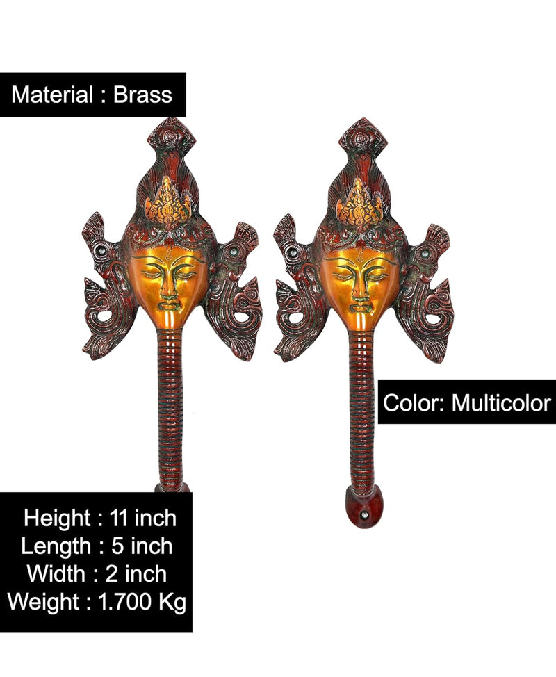Brass Gautam Buddha Face Door Handle (Set of 2) (Height : 11 inches)