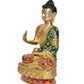 Brass Buddha Statue - Handcrafted Spiritual Decor for Home and Office - Meditating Buddha Idol (Height 12 Inch) (Green)