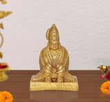 Golden brass Tulja Bhavani idol statue, seated pose for mandir or temple decor