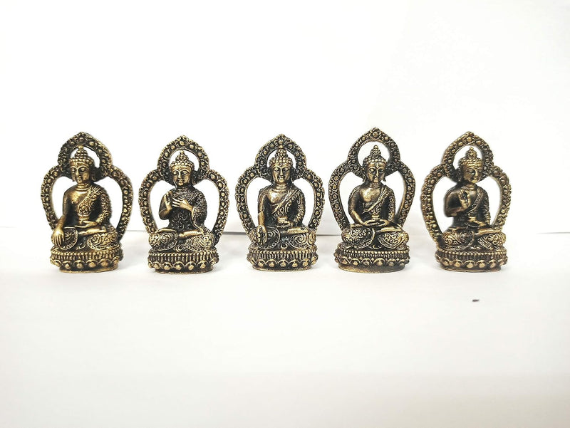 Brass Buddha (5 Mudra) Idols (Height: 13.5 cm) Pack of 5