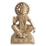 Ayyappan brass statue, seated pose with circular halo, 8-inch height