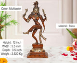 Multicolor brass Ardhanarishvara dancing murti, 12 inch tall
