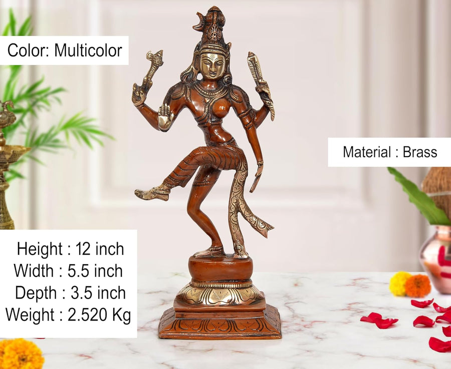 Brass Ardhanrishvara Shiva and Parvati Murti (Height 12 Inch) Craft Detail