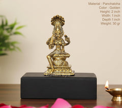 AONA Panchaloha Mariamman Devi Durga idol, golden finish, on black base (2 inch)