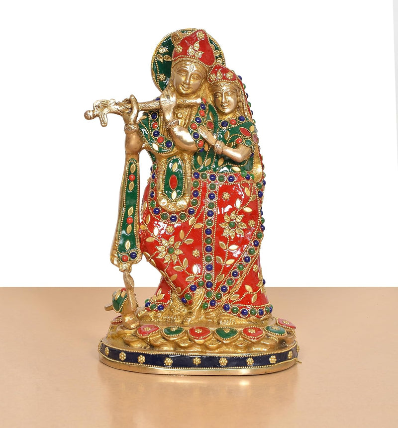 Brass Radha Krishna Idol Statue (Height 11 Inch)