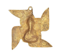 Brass swastik star backplate with hanging hole, plain gold finish
