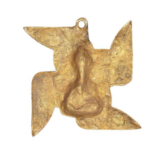 Brass swastik star backplate with hanging hole, plain gold finish