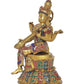 Brass Saraswati Seated on Lotus - Handcrafted Hindu Goddess Saraswati Idol for Home Decor and Pooja (Height 14 Inch)