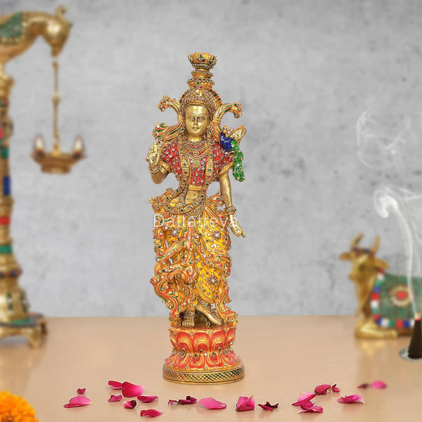 Brass Radha Rani Murti with Meenakari Work (Height 14 inch)
