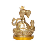 Brass Lord Ganesha figurine back view, flared ears and raised palms