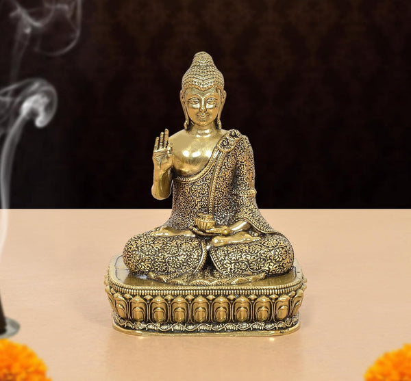 Superfine Brass Abhaya Mudra Buddha Idol (Height 4 Inch)