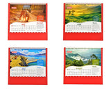 2026 desk calendar month pages: May, June, July, August with spiral binding