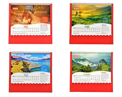 2026 desk calendar month pages: May, June, July, August with spiral binding