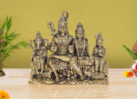 Superfine Brass Shiv Parivar Family Idol (Height 5 Inch)