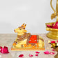 Resin Shiv Nandi Idol Statue Nandi Cow Idol for Shiv Temple Showpiece Multicolour Height 4 Inches