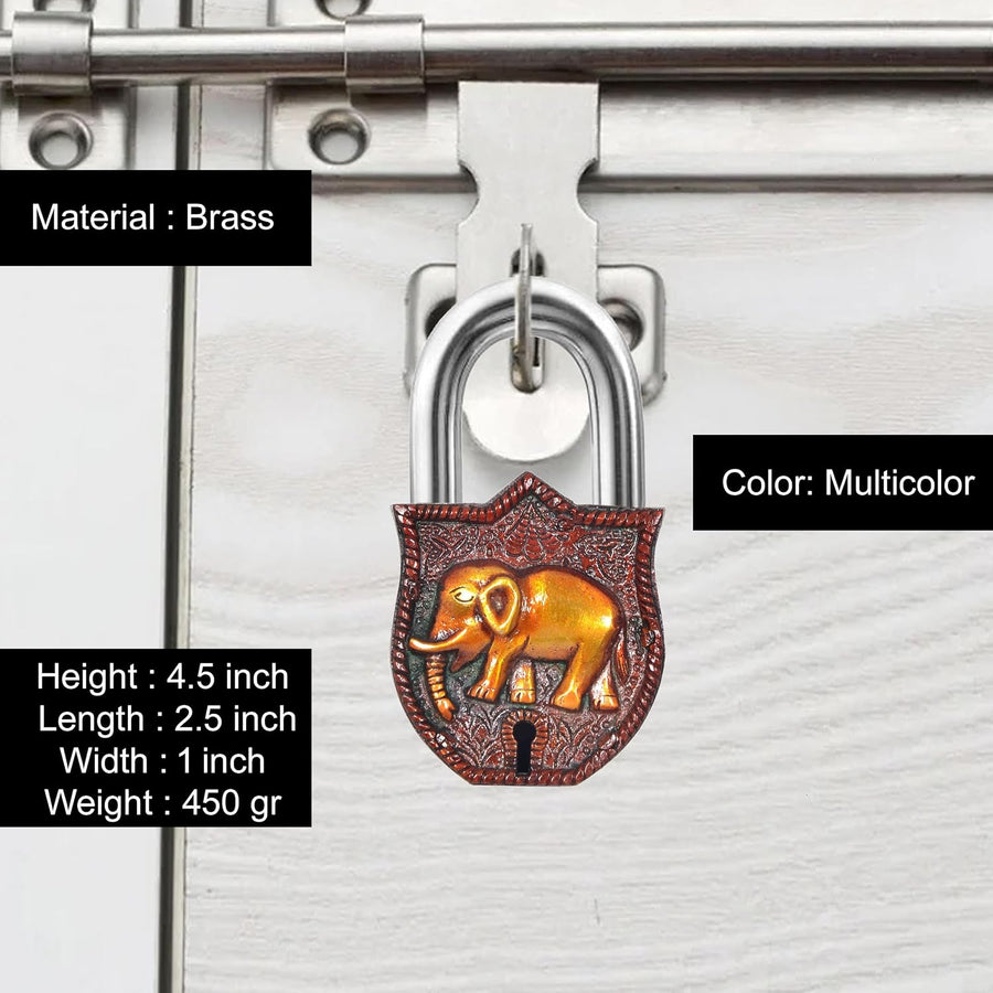 Brass Elephant Door Lock (Height : 4.5 inch) Craft Detail