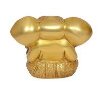 Brass Ganesha idol statue, rear view with textured dhoti pattern