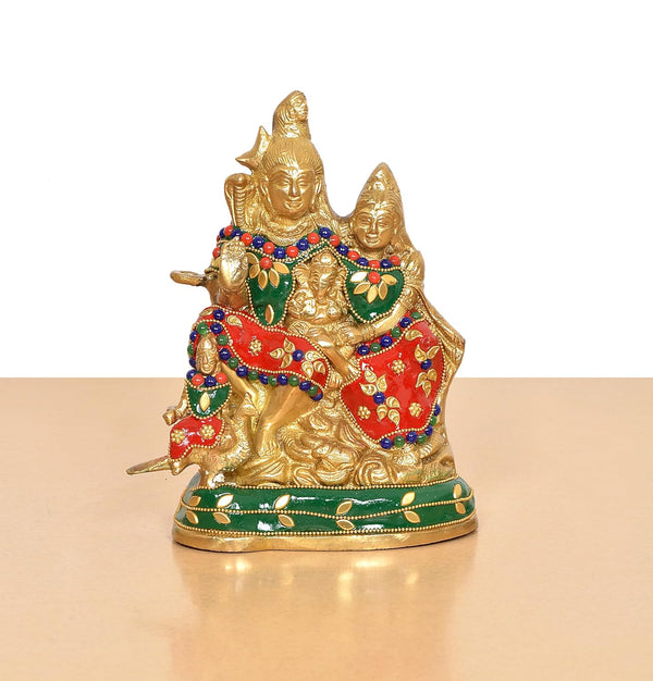 Brass Shiv Parivar Murti (Height 7.5 Inch) Study Setting