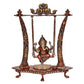 Brass Lord Ganesha On Swing Decorative Showpiece Idol Blue & Red - (Brass, Height 17.5 Inch)