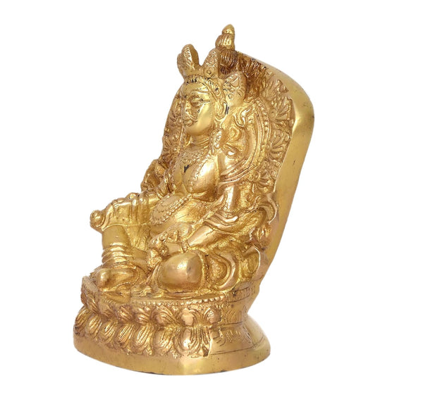 Brass Kubera God of Wealth Kuvera Kuber Kuberan Protector of The World Antique Statue Murti Statue (Height: 5.5 Inch) Study Setting