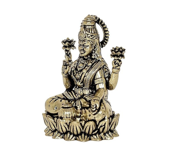 Super Fine Brass Lakshmi Laxmi Statue Idol Murti for Home Temple Office Mandir, (Height: 2 Inch) Study Setting