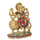 Brass Durga Maa with Lion Idol Hindu Goddess Sherawali MATA Murti MATA Rani Statue Figurine Home Temple (Height: 6 Inch)