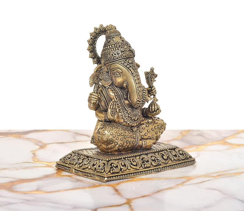 Bronze Lakshmi Ganesh Statue (Height: 5 Inches)