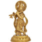 Brass Lord Krishna Idol Figurine Sculpture Playing Flute Statue, for Home Decor Mandir Pooja Decorative Showpiece, (Height 8 Inch)